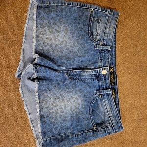 Leopard Denim Shorts
